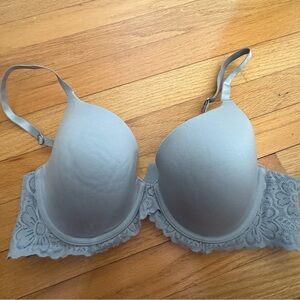 Aerie  Gray Lace Trim Bra 36C